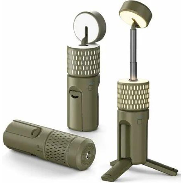 Camping Light Telescopic IPX54 Waterproof Collapsible Adjustable Camping Lantern for Emergency,Hiking,Camping Essentials,Telescopic Flashlight (Green)