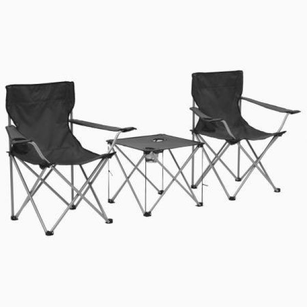 Camping Table And Chair Set 3 Pieces Grey