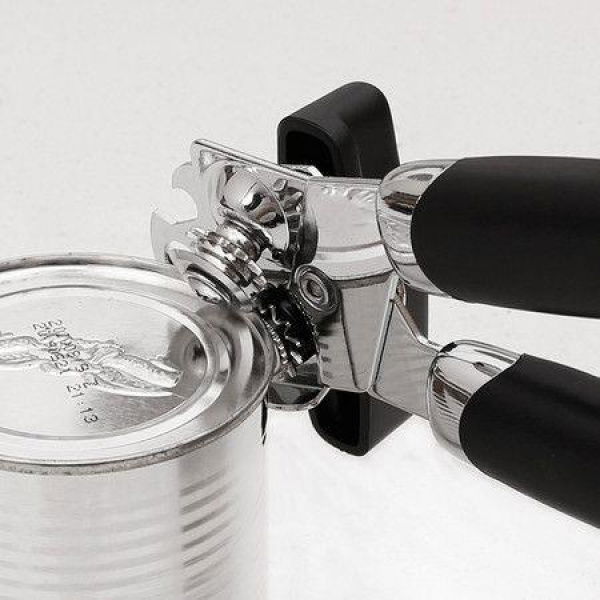 Can Opener Kitchen Stainless Steel Heavy Duty Manual Smooth Edge Cut 3-in-1 Bottle For Seniors With Arthritis Hands Friendly