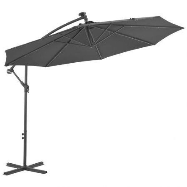 Cantilever Umbrella LED Lights And Steel Pole 300cm Anthracite