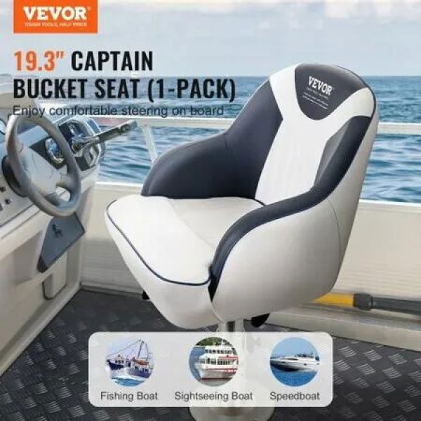 Captain Bucket Seat Pontoon Boat Seat with Thickened Sponge Padding Boat Captain Chair for Fishing Boat Sightseeing Boat Speedboat Canoe 1-Piece