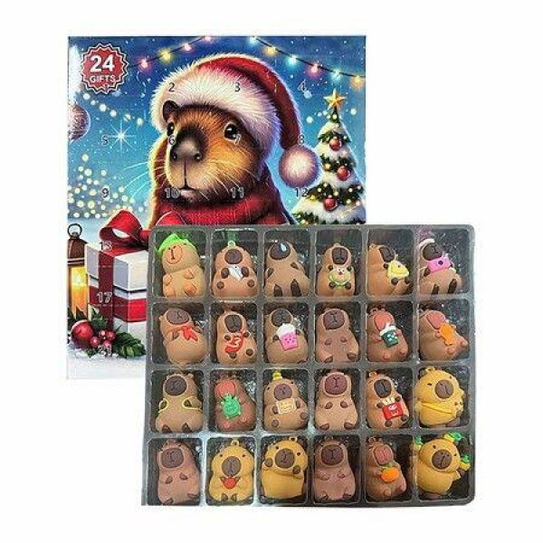 Capybara Advent Calendars 2025,24 Days Christmas Countdown Toys,Calendar Playset For Holiday Birthday