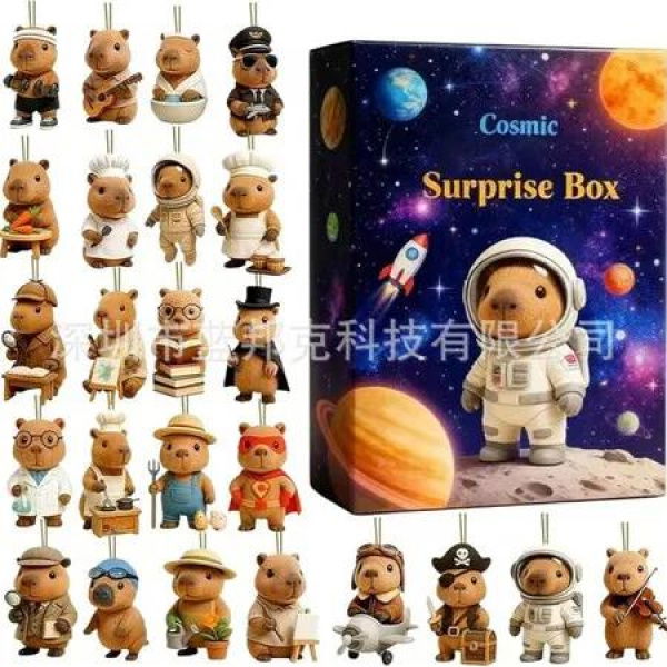 Capybara Galaxy Advent Calendar 24DAYS Christmas TREE Collectable Advent Calendar Blind Box 2D Flat Acrylic Ornament Countdown Christmas Girls Gift