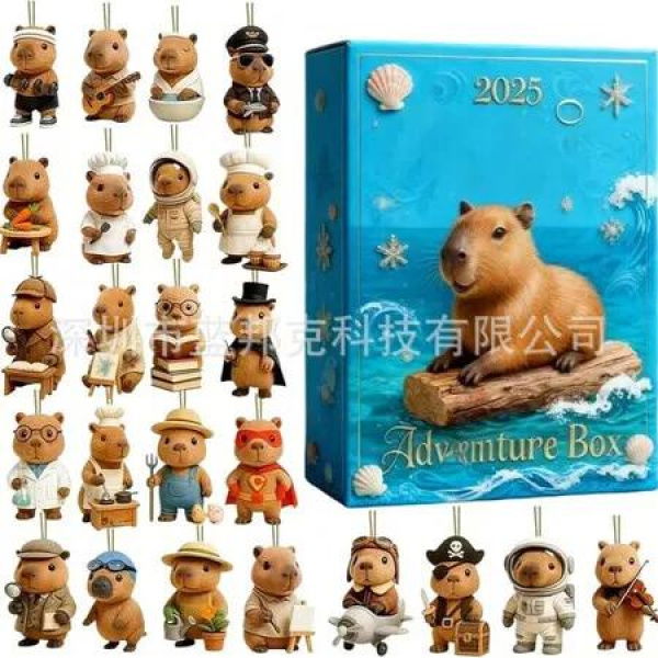 Capybara OceanAdvent Calendar 24DAYS Christmas TREE Collectable Advent Calendar Blind Box 2D Flat Acrylic Ornament Countdown Christmas Girls Gift