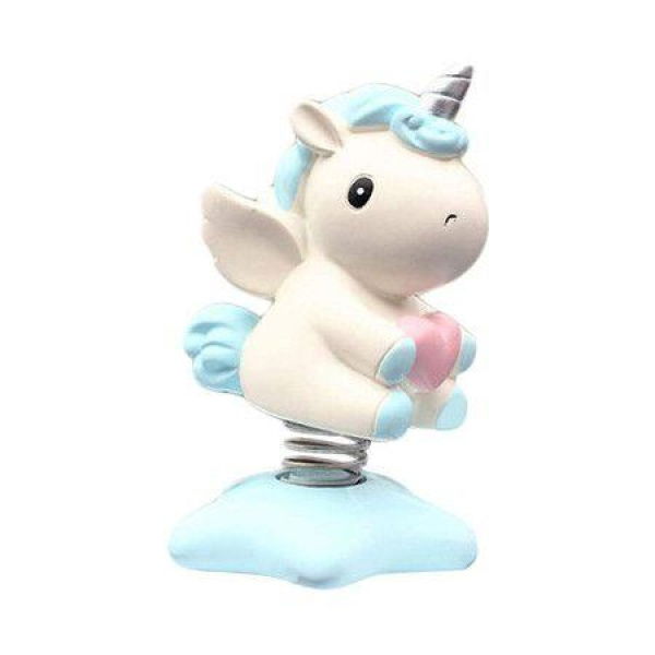 Car Accessories Dashboard Decoration Interior Decoration Swing Unicorn Desk Ornament Home Party Gift (Blue).