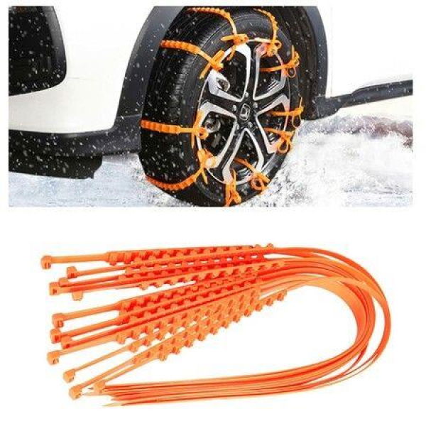 Car Anti Skid Chains Kit 10pcs Reusable Auto Car Snow Driving Safety Anti-skid Wheel Chains Universal Fit Snow Safety Anti-skid Tire Tyer Chains Thickened Tendons