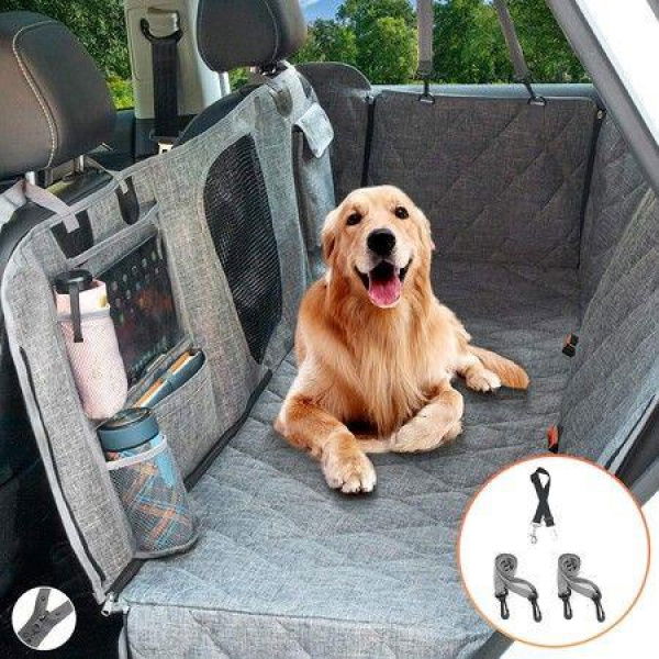 Car Back Seat Cover Waterproof Dog Car Seat Cover With Mesh Window Multiple Pockets For Car Non-Slip Rubber Backing