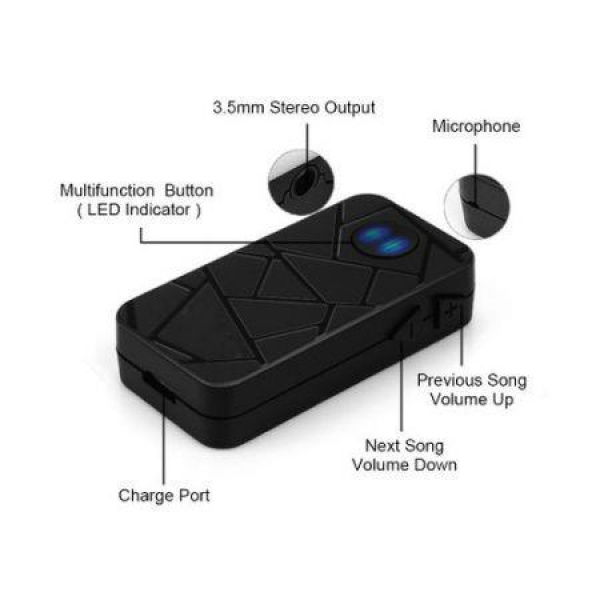 Car Bluetooth Music Audio Receiver With Stereo Output - Black