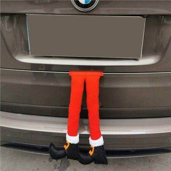 Car Cartoon Style Christmas Leg Decoration Adorable Trunk Hanging Decor Automotive Automobile Joyful Holiday Ornament, Red