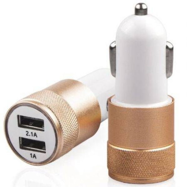 Car Charger 3.1A Dual USB Car Charger Rapid Cellphone Car Charger Auto Power Adapter - Golden.