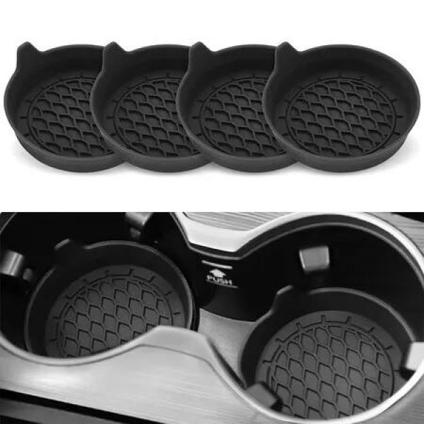 Car Cup Holder Coaster, Silicone Cup Holder Insert, Universal Non Slip Cup Holders, Car Accessories Interior for Women and Man Interior Sets 4 Pcs