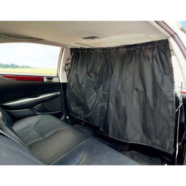 Car Divider Curtains Sun Shade - Privacy Travel Nap Night Car Camping Detachable Simple Curtain (Black)