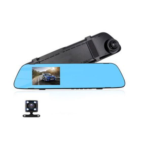 Car DVR Rearview Mirror Video Recorder 4.3-inch Car Camera Dual Lens Cam Night