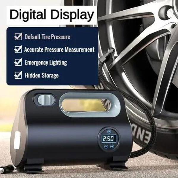 Car Electric Air Pump Digital Tire Inflator LED Lamp 12V Portable Air Compressor for Car Motorcycle Bicycle Ball