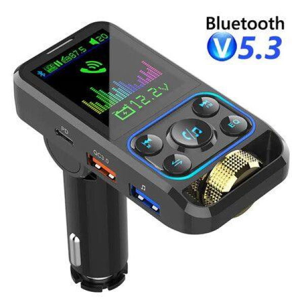 Car FM Transmitter Dual Fast Charging WirelessBluetooth MP3 Music Player With Type-c Port