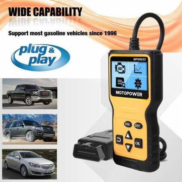 Car OBD2 Scanner Code Reader Engine Fault Code Reader Scanner CAN Diagnostic Scan Tool For All OBD II Protocol Cars Since 1996 Yellow