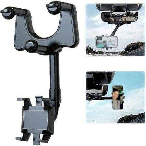 Car Phone Holder Rotatable And Retractable Rear View Mirror Car Phone Holder Mount 360-degree Rotation Adjustment For All Mobile Phones And All Car