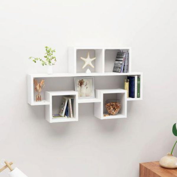 Car-shaped Wall Shelf High Gloss White 82x15x51 Cm Engineered Wood