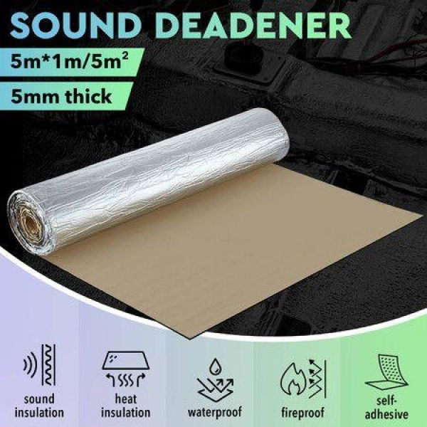 Car Sound Deadener Deadening Proofing Mat Noise Dampening DIY Van Boat Truck Heat Shield Insulation Roll 5mm 5sq M 1x5m