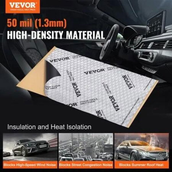 Car Sound Deadening Mat, 50 mil 4.8sq.m Car Sound Dampening Material, Butyl Automotive Sound Deadener, Noise Insulation and Vibration Dampening Material for Car