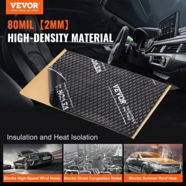 Car Sound Deadening Mat, 80 mil 0.9sq.m Car Sound Dampening Material, Butyl Automotive Sound Deadener, Noise Insulation and Vibration Dampening Material for Car