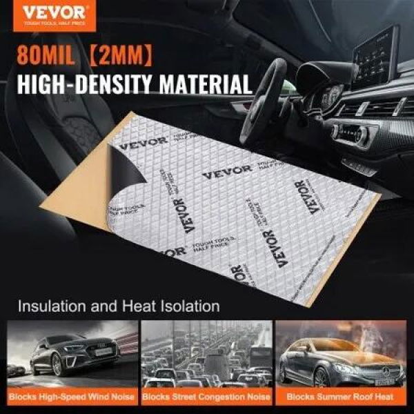 Car Sound Deadening Mat, 80 mil 3.3sq.m Car Sound Dampening Material, Butyl Automotive Sound Deadener, Noise Insulation and Vibration Dampening Material for Car