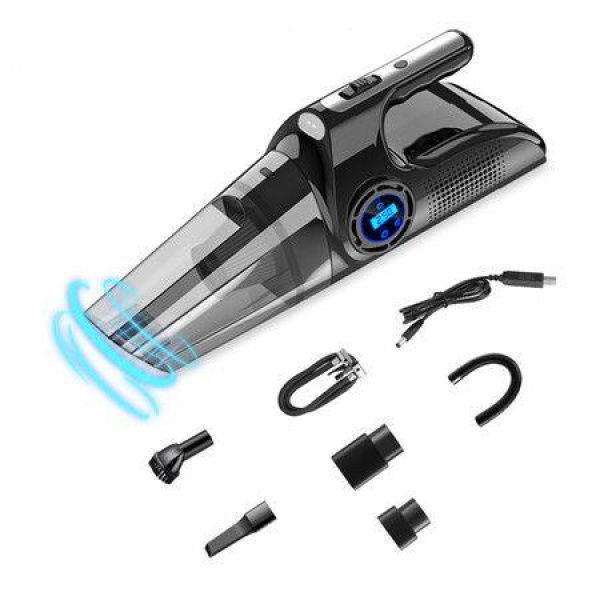 Car Vacuum Cleaner 4 In 1 Multipurpose Portable With Digital Air Compressor Pump 6000PA Tire Inflator For Car With LED Flashlight