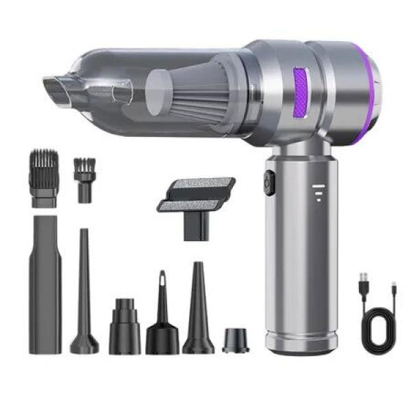 Car Vacuum Cleaner Cordless,16000PA Portable Car Vacuums 4 in 1 Compressed Air Duster & Blower HandHeld Vacuum with Brushless Motor for Cars Home(Silver)