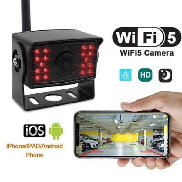 Car WiFi Rear View Camera Truck Vehicle Bus HD Night Vision Wireless Backup Camera for Android, IOS and Radio