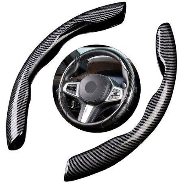 Carbon Fiber Steering Wheel Cover For Men And Women Compatible With 99% Of Cars Black.