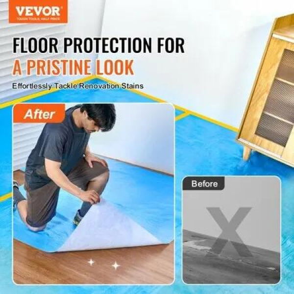 Carpet Protection Film 40' x 84' Floor and Surface Shield Easy to Cut Simple Installation Fiber Fabric Car Mat Protection Film Roll