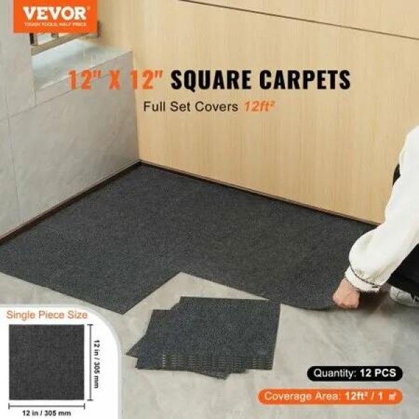 Carpet Tiles Peel and Stick 12 inches x 12 inches Squares Self Adhesive Carpet Floor Tile Soft Padded Carpet Tiles Easy Install DIY