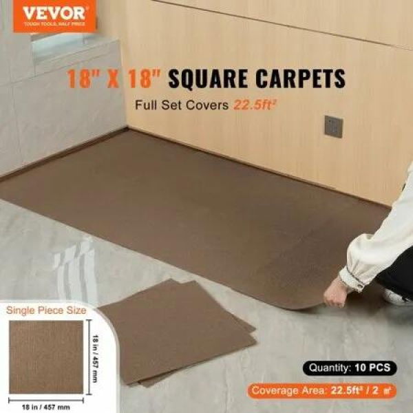 Carpet Tiles Peel and Stick 18x Squares Self Adhesive Carpet Floor Tile Soft Padded Carpet Tiles Easy Install DIY for Bedroom Living Room Indoor Outdoor