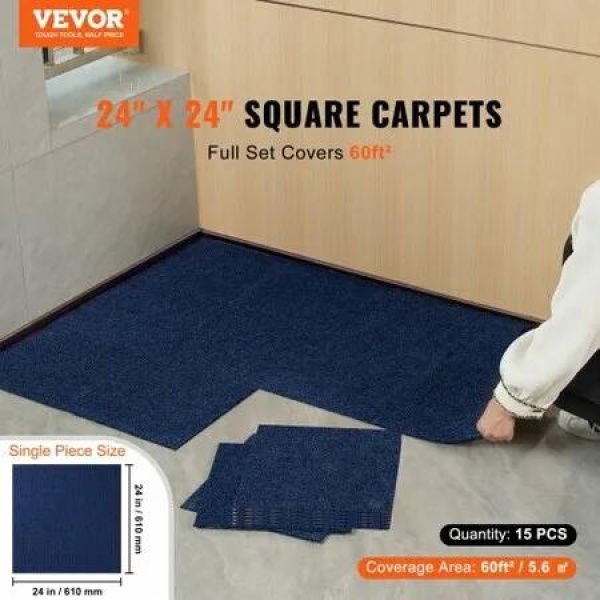 Carpet Tiles Peel and Stick 24x 24 Squares Self Adhesive Carpet Floor Tile Soft Padded Carpet Tiles Easy Install DIY for Bedroom Living Room Indoor Outdoor