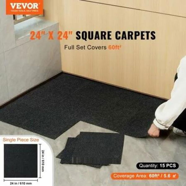 Carpet Tiles Peel and Stick 24x 24 Squares Self Adhesive Carpet Floor Tile Soft Padded Carpet Tiles Easy Install DIY for Bedroom Living Room Indoor Outdoor