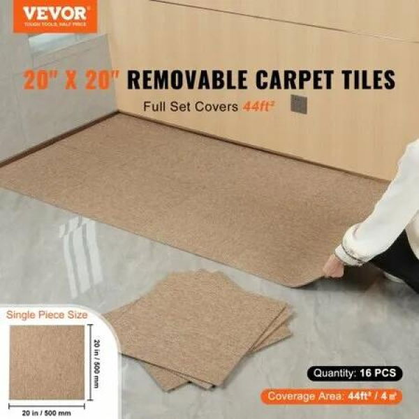 Carpet Tiles Reusable 20'x 20' Carpet Squares With Padding Attached Soft Padded Carpet Tiles Easy Install DIY for Bedroom Living Room Indoor Outdoor