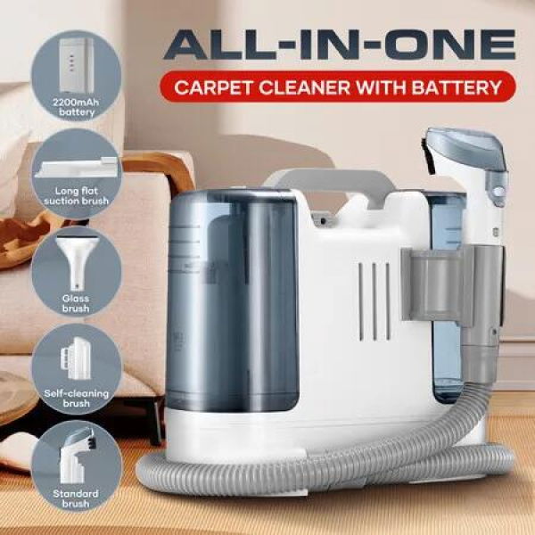 Carpet Upholstery Cleaner Spot Vacuum Fabric Sofa Rug Stain Remover Mattress Car Seat Pet Stain Curtain Cleaning Machine Rechargeable Battery 2 Tanks