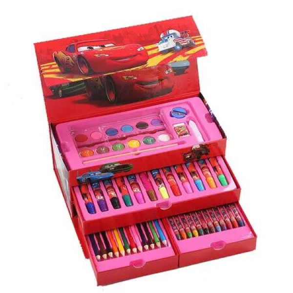 Cars 54 Piece Cartoon Drawing Watercolor Gift Set Portable Art Supplies for Students Christmas Gift Birthday Presents