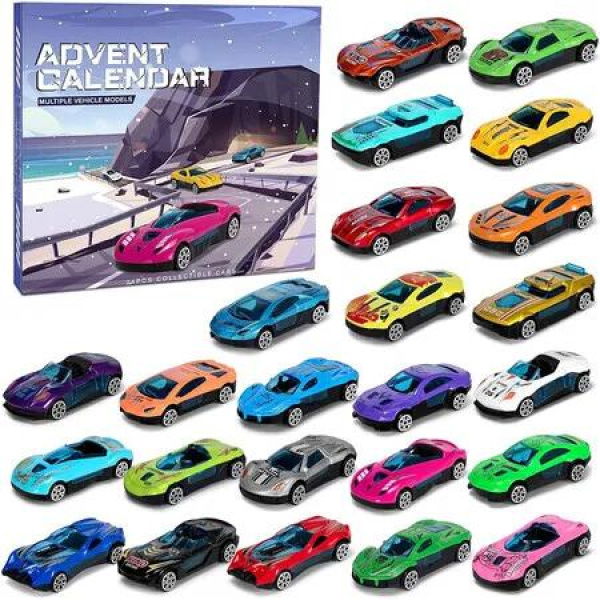 Cars Advent Calendar 2025, 24 Pack Alloy Vehicles Toy Christmas Countdown Calendar Ideal Gift for Boys Girls