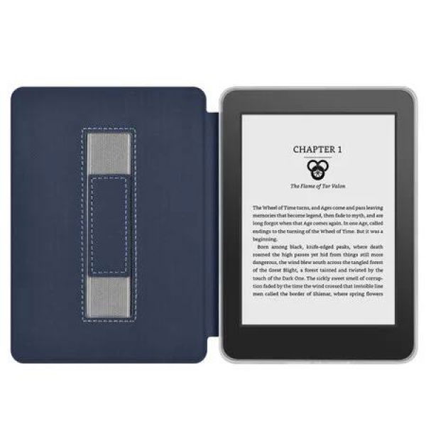 Case for 7-inch 12th Kindle Paperwhite, Signature Edition and Kindle Colorsoft. Hand Belt Shell with Wake-up/Sleep Function(Dark Blue)