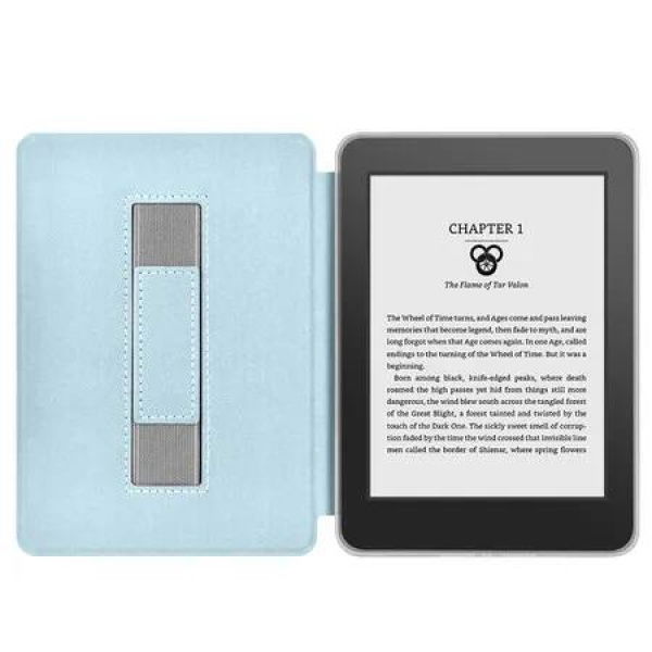Case for 7-inch 12th Kindle Paperwhite, Signature Edition and Kindle Colorsoft. Hand Belt Shell with Wake-up/Sleep Function(Light Blue)