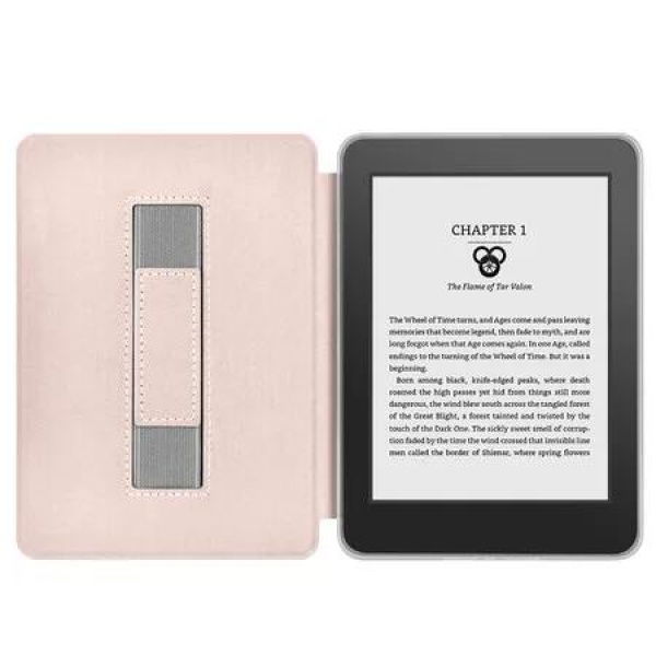 Case for 7-inch 12th Kindle Paperwhite, Signature Edition and Kindle Colorsoft. Hand Belt Shell with Wake-up/Sleep Function(Pink)