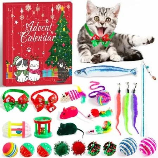 Cat Advent Calendar 2026,24 Days Cat Toy Countdown Calendar Christmas Toys for Kitten with Catnip Toys,Mice,Xmas Gifts for Cat Lovers