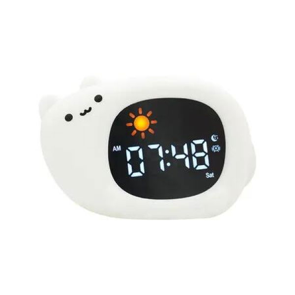 Cat Alarm Clock Cute Touch Night Light 9 Colors & 6 White Noise Sounds Ok to Wake with Child Lock Sleep Training & Time Learning