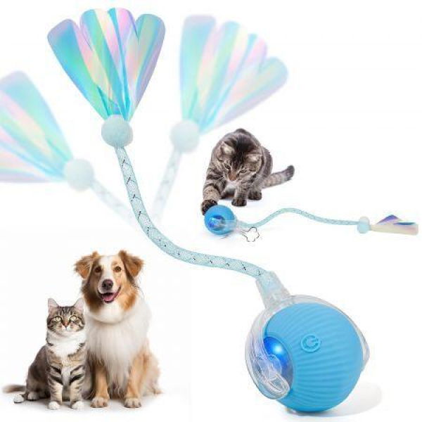 Cat Ball Toy Speedy Tail 2.0 Cat Toy,Interactive Cat Toy Ball,Stimulating Toys and Juguetes para Gatos,Cat Toys for Bored Indoor (Blue)