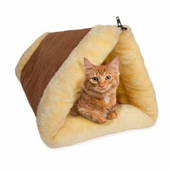 Cat Bed 2-in-1 Fleece Tunnel Tube Cave- Best For Indoor Cats Kitten Pet Self Warming Igloo Covered Mat Pad