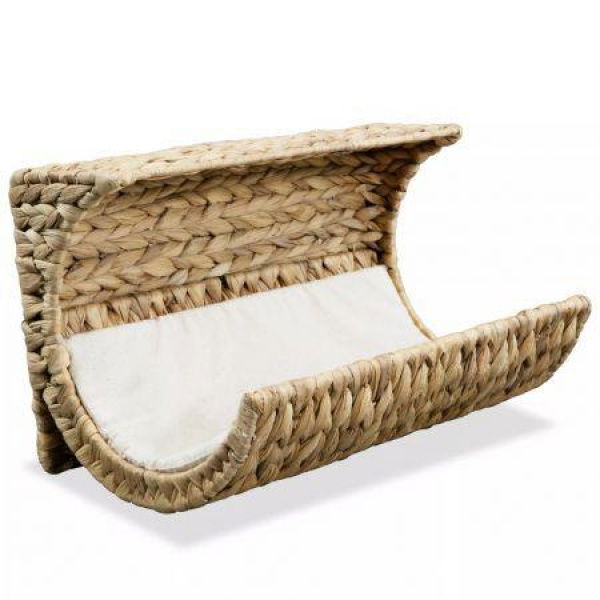 Cat Bed With Cushion Water Hyacinth 37x20x20 Cm