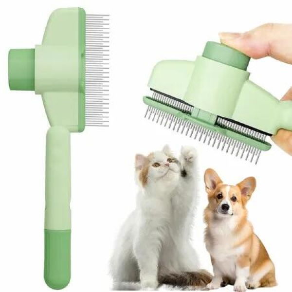 Cat Comb Dog Comb Pet Hair Removal Tool Flea Comb for Cats and Dog Lice Comb for Shedding, Green