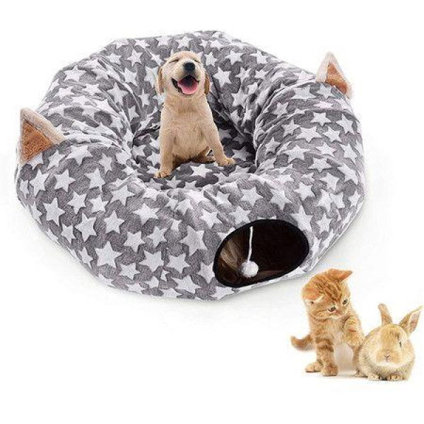 Cat Dog Tunnel Bed With Cushion Tube