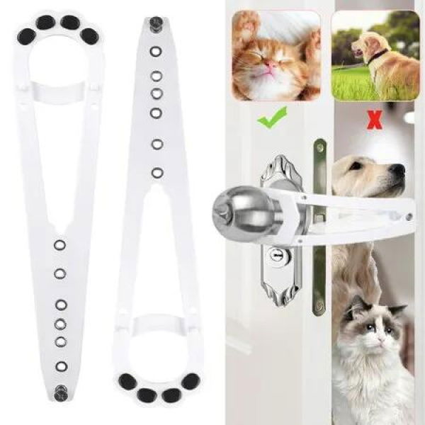 Cat Door Holder Latch,2pcs Adjustable Pet Cat Door Holder Latch Strap Cat Door Stopper Keep Dogs Out, Cat Doors (White)